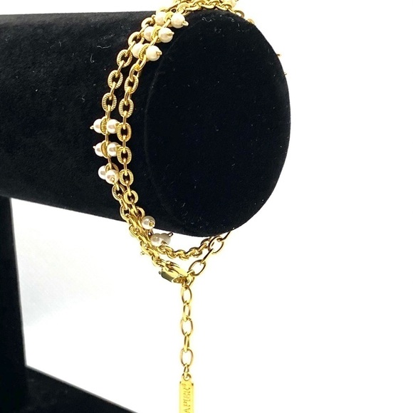 NAPIER Vintage Bracelet Gold Tone Faux Pearls 15” - Picture 1 of 8